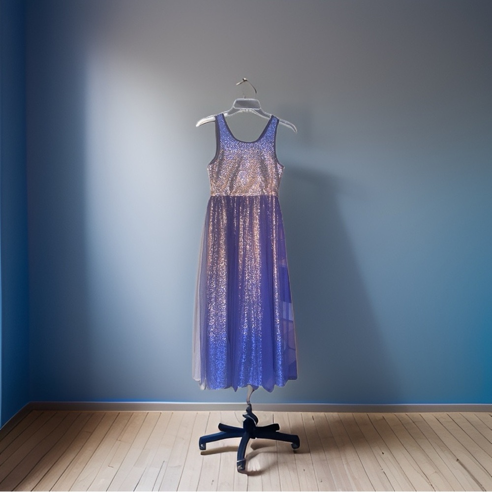 Radiant Elegance: Sparkle ✨ in Style. Long Navy and Gold Dress.